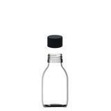 30 ml Sızdırmaz Kapaklı Şeffaf Shot Şişesi 30 Cc Ginger Şat Beyaz Cam Şişe 20 Adet (Kilitsiz Plastik Siyah Kapak)