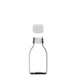 30 ml Sızdırmaz Kapaklı Şeffaf Shot Şişesi 30 Cc Ginger Şat Beyaz Cam Şişe 50 Adet (Kilitsiz Plastik Beyaz Kapak)