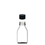 30 ml Sızdırmaz Kapaklı Şeffaf Shot Şişesi 30 Cc Ginger Şat Beyaz Cam Şişe 50 Adet (Kilitsiz Plastik Siyah Kapak)