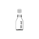 30 ml Sızdırmaz Kapaklı Şeffaf Shot Şişesi 30 cc Ginger Şat Beyaz Cam Şişe 6 Adet (Kilitli Plastik Beyaz Kapak) - 1650 W