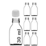 30 ml Sızdırmaz Kapaklı Şeffaf Shot Şişesi 30 Cc Ginger Şat Beyaz Cam Şişe 6 Adet (Kilitli Plastik Beyaz Kapak)
