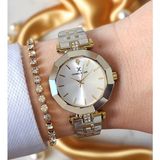 30 mm Kesme Camlı, Taşlı, 3 Atm Su Geçirmez Altın/metalik Kadın Kol Saati, Taşlı Bileklik Hediyeli - Altın - Gümüş