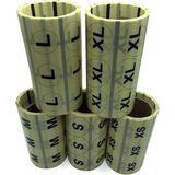 30 MM YUVARLAK ŞEFFAF ÜZERİ BASKILI BEDEN ETİKETİ ( 5XL) ARASI 500 LÜ SARIM