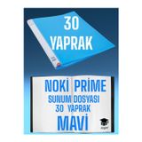 30 Yaprak Mavi A4 Sunum Dosyası Noki Prime Yüksek Kalite Poşet Kalınlığı Yerli Üretim