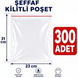 300 Adet Kilitli Poşet (Kilitli Torba) - Şeffaf - 23X31 Cm