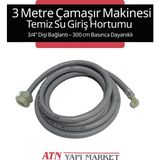 300 cm Çamaşır Makinesi Temiz Su Hortumu - Dayanıklı Spiral