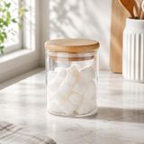 300 ML Bambu Kapaklı Cam Kavanoz, Silikon Contalı Şeffaf Baharatlık ve Saklama Kabı, Çay Kahve Şeker Baharat Kuruyemiş Kavanozu