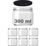 300 ml Şeffaf Konserve Cam Kavanoz Metal Siyah Kapaklı 6 Adet (300 Cc)