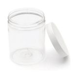 300 ml - Şeffaf Pet Plastik Kavanoz - Beyaz Kapak - 5 Adet