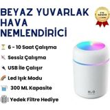 300 Ml Yuvarlak Tasarım Beyaz Hava Nemlendirici Ve Buhar Makinesi-408 acik-ahsap-rengi