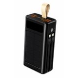 30000mAh Powerbank 22.5W Hızlı Şarj, Solar Panel Destekli Taşınabilir Şarj Cihazı, 4 USB-A Çıkış, Type-C Giriş/Çıkış, Dahili Type-C ve Lightning Kablo, LCD Dijital Ekran, Taşıma Askılı
