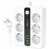 3000W Akım Korumalı 4 Usb'li ve 2 Type-C Li 6'lı Grup Priz 2 M Uzatma Kablosu Beyaz