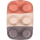 30010-3 Silikon Çiçek Muffin Kalıbı 6'li | Yapışmaz Cupcake ve Mini Kek Kalıbı - Çok Renkli