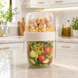 300+600 ml Çift Katlı Yoğurt Granola Salata ve Makarna Kabı Kaşık Çatallı Taşıma Kabı Sariva Home