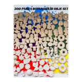 300’LÜ Boyanabilir Obje Seti – Hobi & Sanat Etkinlik Seti + 6 Renk Akrilik Boya + Fırça