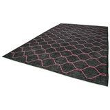 300x462 cm Geometrik Halı Siyah Geometrik Yün El Dokuma Modern Geometrik Etnik Eskitme Desenli Boho Oturma Odası Salon Yolluk Koridor Mutfak Halısı