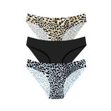 301 Kadın Dikişsiz Lazer Bikini Külot Paketi, V1- Kahve Leopar, Siyah, Pars Leopar, M