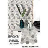30×30Cm Altıgen Benekli Epoksi 1 Adet 3D Yapışkanlı Duvar Kaplama Paneli Mutfak Banyo Salon Ofis