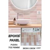30×30Cm Pudra Pembe Renkli Epoksi 1 Adet 3D Yapışkanlı Duvar Kaplama Paneli Mutfak Banyo Salon Ofis