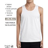 3'LÜ Erkek Spor Atlet Pamuklu Likralı Bisiklet Yaka Geniş Kalıp M-Xxl - Beyaz - 2XL