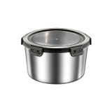 304 Çelik 1100 ml Yuvarlak Yemek Meyve Et Buzdolabı Beslenme Saklama Kabı mt325