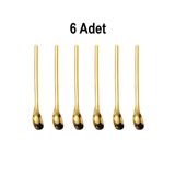 304 Çelik 6 Adet 15,5 cm Gold Kahve Latte Meyvesuyu Kokteyl Barmen Kaşığı CIN942
