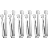 304 Çelik 6 Adet Mini Silver 11 Cm. Buz ve Şeker Maşası CIN624BY-6 - Gümüş