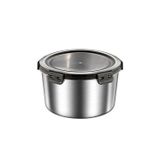 304 Çelik 600 ml Yuvarlak Yemek Meyve Et Buzdolabı Beslenme Saklama Kabı mt324
