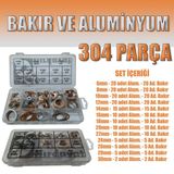 304 Parça Aluminyum ve Bakır Pul Seti - Karter Tapa Pulu