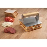 304 Paslanmaz Çelik Kare Burger Presi | 16 cm Ahşap Saplı Smasher | 3 mm Kalın Paslanmaz Çelik Gövde | Izgara ve BBQ Aksesuarı
