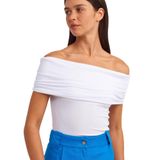 30851 Omuzları Düşük Bluz-Beyaz 40