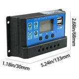 30A Güneş Paneli Şarj Kontrol Cihazı 12V 24V Otomatik Regülatörü Lcd Ekranlı Çift Usb Çıkışlı Akıllı Batarya Yönetim Modülü