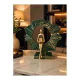 30Cm Modern Soyut İnsan Figürlü Dekoratif Biblo – Gold Krem Halka Tasarımlı Lüks Salon, Ofis Ve Kitaplık Dekoru