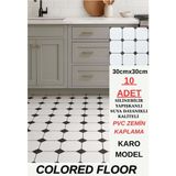 30CM x 30CM 10 Adet Yapışkanlı Karo Floor Pvc Panel Yer Zemin Kaplama Paneli Arkası Kauçuklu 3319 - 30x30 - Beyaz