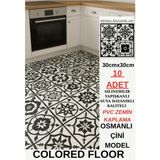 30CMX30CM 10 Adet Yapışkanlı Osmanlı Çini Floor Pvc Panel Zemin Kaplama Paneli Arkası Kauçuklu 2124 - 30x30 - Çok Renkli