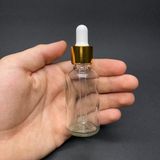 30Ml Şeffaf Cam Damlalıklı Şişe , Gold Metalik Kapak , 30 Cc Saydam Cam Damlalıklı Şişe x 6 Adet