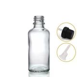 30ML Şeffaf Cam Içten Damlalıklı Şişe Siyah Kapak, 24 Adet, Damlalıklı Şişe, Damlatmalı Şişe