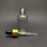 30ML Şeffaf, Cam Şişe, 12 Adet, Cam Damlalıklı, Ecza Şişesi, Propolis Şişesi, Gold Kapak Siyah Emzik