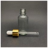 30ML Şeffaf, Cam Şişe, 24 Adet, Cam Damlalıklı, Ecza Şişesi, Propolis Şişesi, Gold Kapak Beyaz Emzik