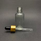 30ML Şeffaf, Cam Şişe, 24 Adet, Cam Damlalıklı, Ecza Şişesi, Propolis Şişesi, Gold Kapak Siyah Emzik