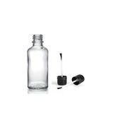 30ml şeffaf cam şişe fırça kapaklı, 12 adet, ecza şişesi, kozmetik şişe, yapıştırıcı şişesi, yağ şişesi