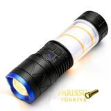 30W 3000 Lümen Zoomlu Şarj Edilebilir El Feneri & Kamp Lambası - Powerbank Özellikli 12 Modlu