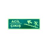 30X10 Cm Fosforlu Yangın Uyarı (Acil Çıkış) Levhası (Yukarı Sol Yön) İkaz Tabelası