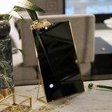 30X20cm Pirinç Gold Masaüstü Makyaj Aynası Dekoratif Yapımı
