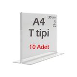 30x21 cm A4 T-Tipi Yatay Şeffaf Föylük Menü Broşürlük Etiketlik (10 Adet)