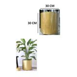 30X30 Cm Gold Altın Renk Metal Alüminyum Saksı Canlı Cansız Çiçek