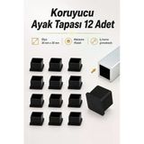 (30X30 Mm) İç Takoz Masa Sandalye Sehpa Ayak Tapası Kare Tıpa Papuç Parke Zemin Koruyucu 12 Adet Vitrin