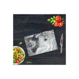 30X40 cm Cam Kesme Tahtası Gri Altın Mermer