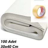 30X40 Tabak - Bardak Eşya Sarma Taşıma Taşınma Paketleme Kağıdı 100 Adet - Koli Bandı Hediye - Beyaz