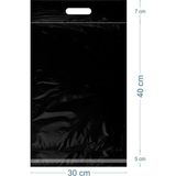 30X40+5+7CM El Geçmeli Lüx Mat Siyah Cepsiz Kargo Poşeti - 500 Adet